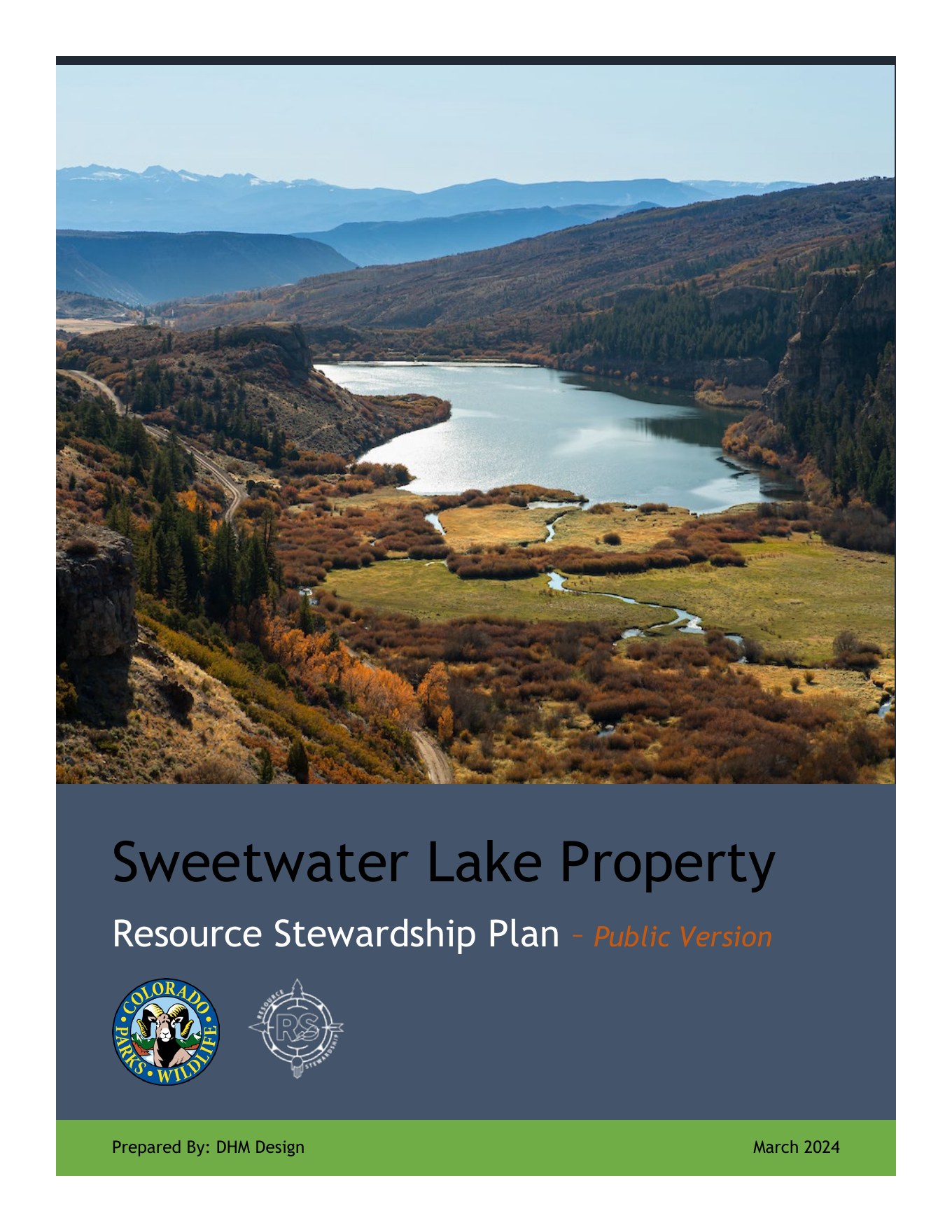 Cover of the March 2024 Sweetwater Lake Property Resource Stewardship Plan public version